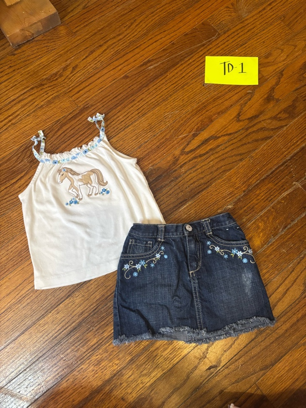 Gymboree Denim Jean skirt matching horse tank 3